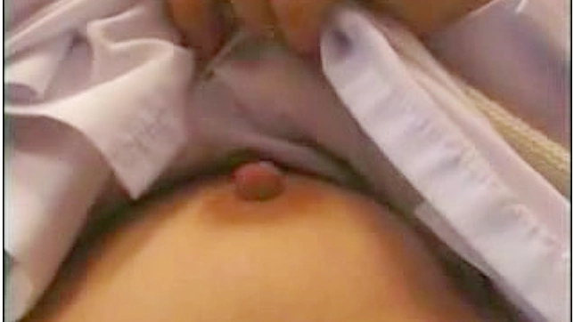 Happy and sexy japanese babe is showing her natural boobs