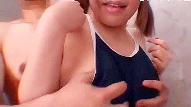 Pigtailed japanese  in bikini is ing about gangbang