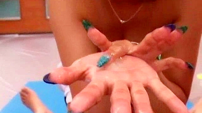 Hot babe gets folded and sucks huge cock in groupsex