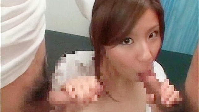 Winsome japanese nurse is giving blowjob in the medical room