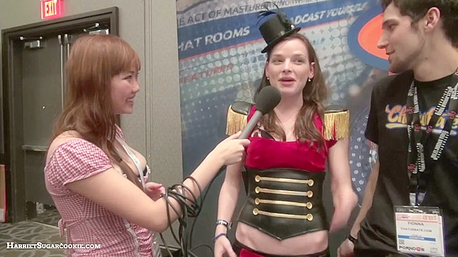 Happy and winsome model is giving interview for her doll