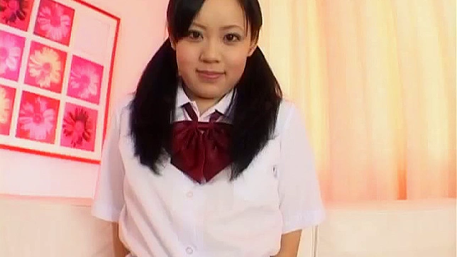 Schoolgirl stimulates her hairy pussy