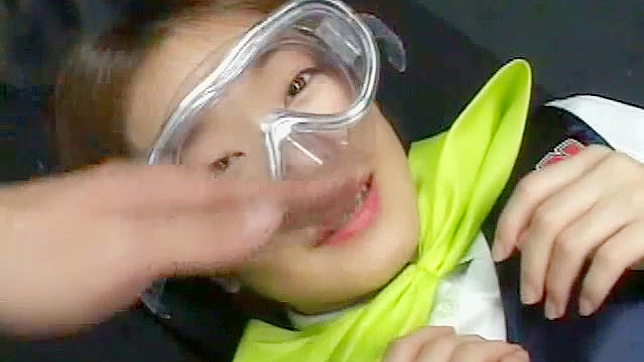 Alluring masked chick taking warm cum load