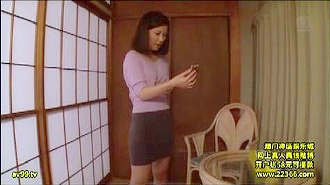 Sexy Asian wife seduces lover over phone while hubby nearby