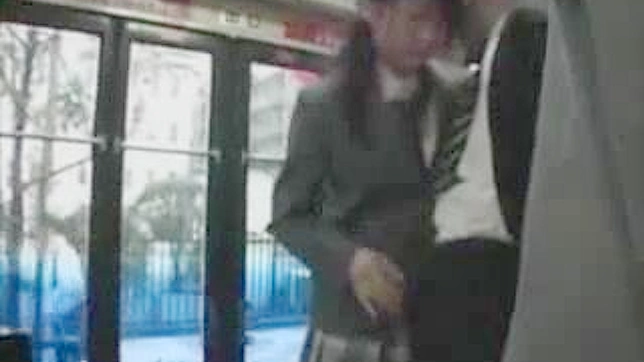 Sexy Asian schoolgirl bus handjob