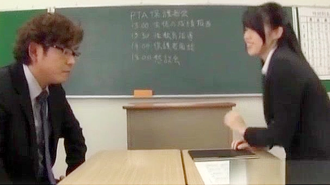 Japanese Teacher's Hardcore Blowjob & Cumshot with Hairy Facial
