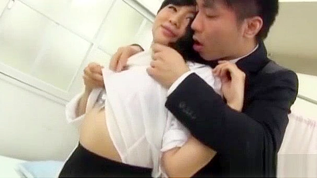 Japanese Nurse's Rear Fuck & Creampie with Blowjob