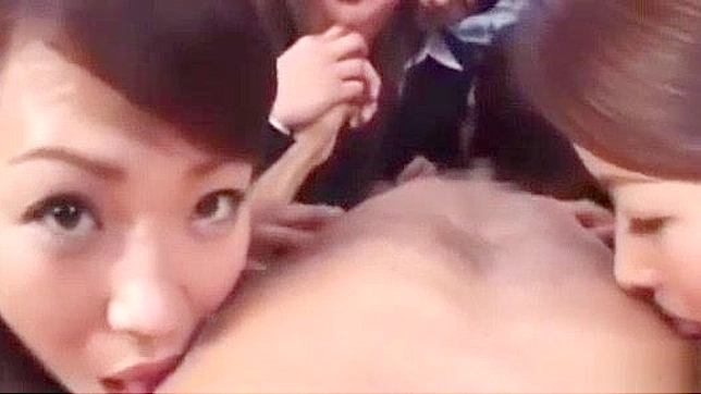 Japanese Office Babes Squirt & Anal Play with Boss' Cock