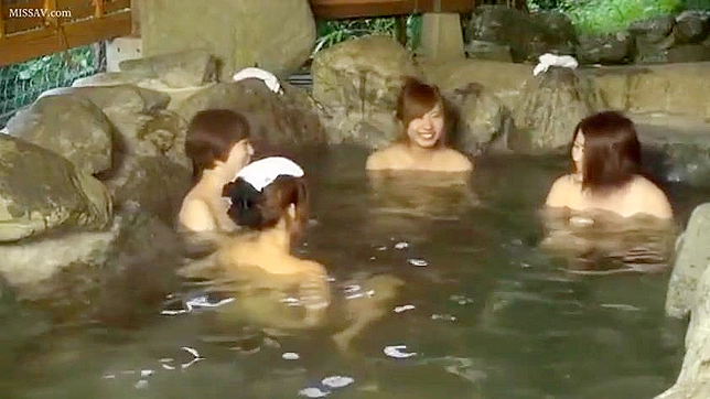 Risky Voyeurism! Nude Japanese Schoolgirls in Public Hot Springs with a Perv!