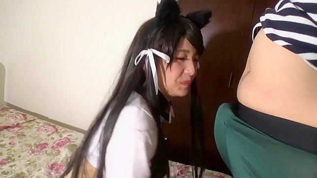 Japanese cosplay slut fucks and sucks big monster cock