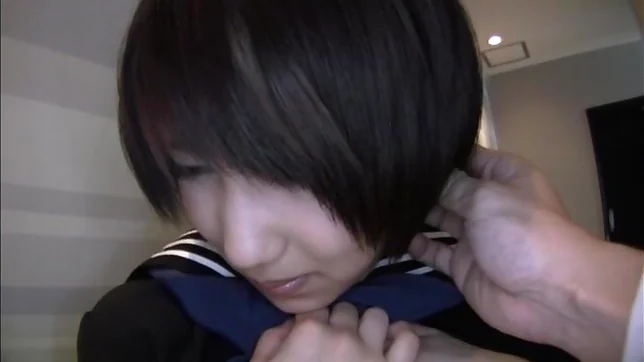 Sex appeal Asian teen Riku Minato engulfs schlong eats cum 5